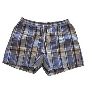 Polo Ralph Lauren Swim Trunks Mens XXL Blue Plaid Walking Board Bermuda Pullon